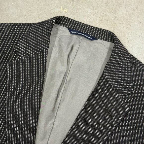 Coppley Striped Blazer Stretch Wool Sport Coat Made in Canada Black 44R - Picture 7 of 10